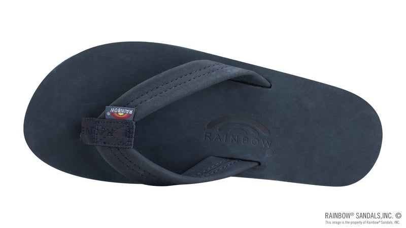 Rainbow Sandals Men's Premier Leather Single Layer Wide Strap with Arch, Navy, Men's Medium / 8.5-9.5 D(M) US - Image 3